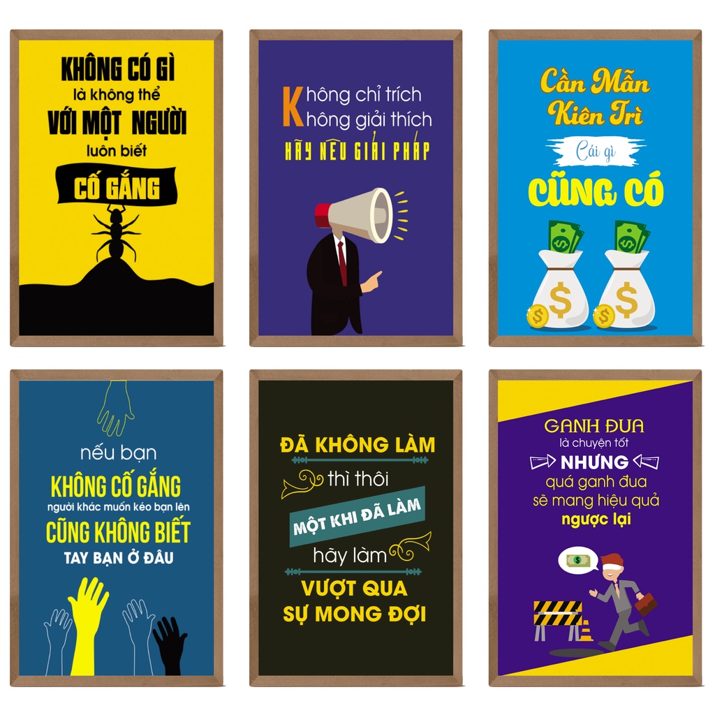 Postcard, Tranh in decor A4,treo tường cho văn phòng, công sở Những câu nói tạo động lực làm việc DL001
