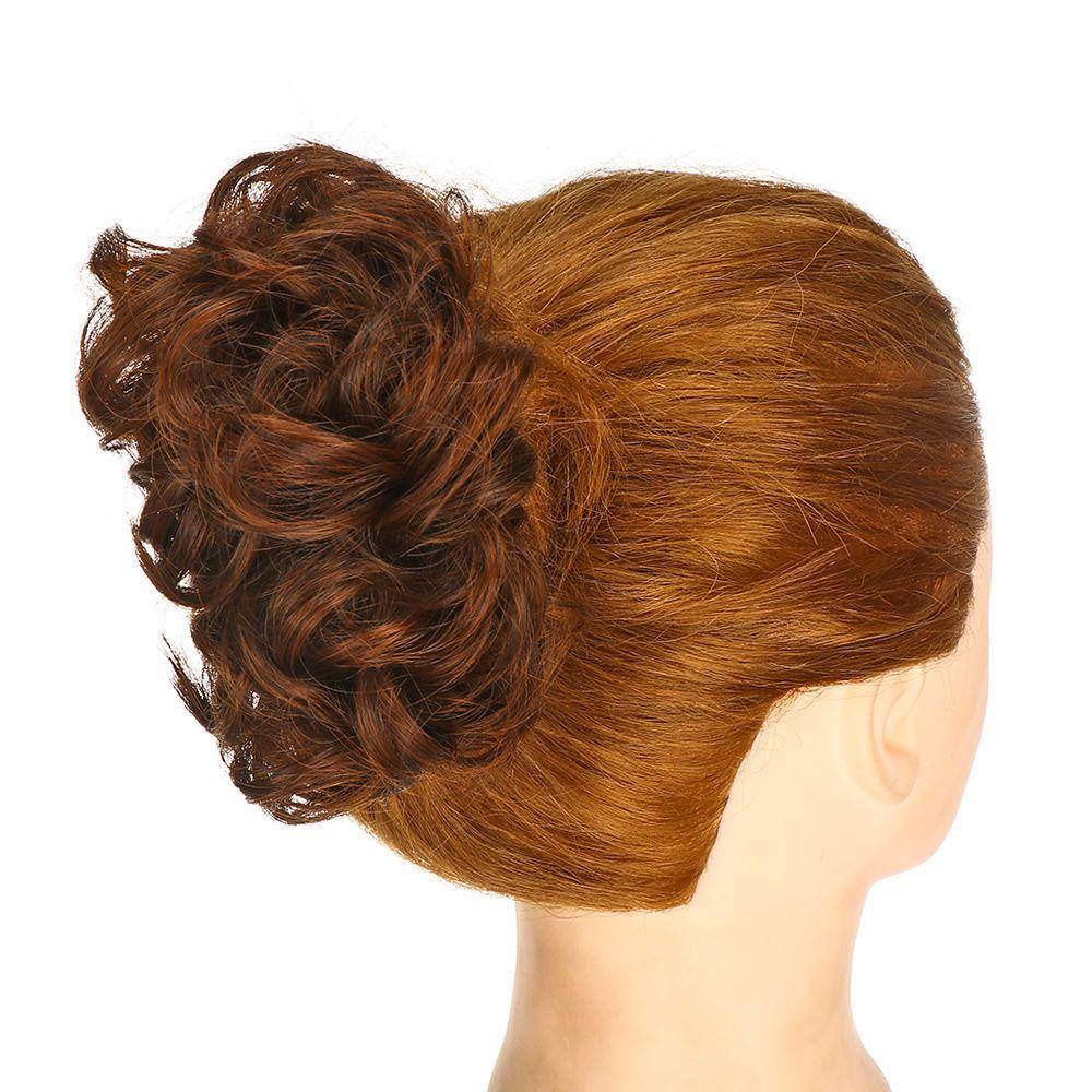 ROSE Búi Tóc Giả Xoăn Màu Đen / Nâu Tự Nhiên Dành Cho Nữ