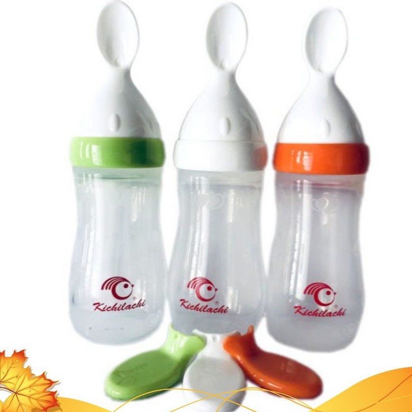 Bình thìa silicone ăn dặm 125ml Kichi cho bé Kichilachi Kichi