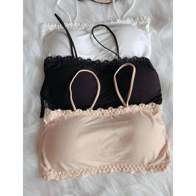 Áo bra cotton quây 2 dây viền ren siêu đẹp 8832