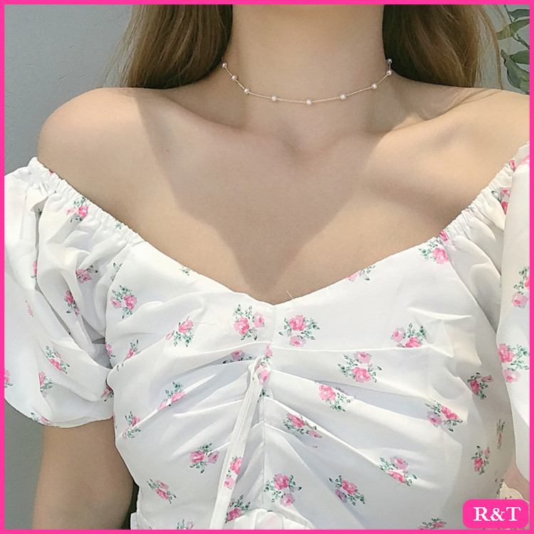 ♥ RT✨ Ins temperament simple baby Pearl necklace female sweet Mori super fairy girl clavicle chain neck chain