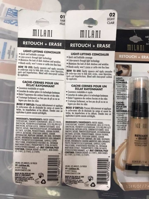 Che khuyết điểm MILANI Retouch + Erase Light-Lifting Concealer