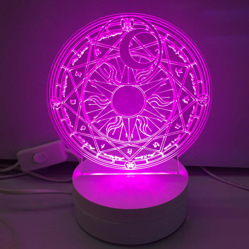 Đèn ngủ bóng LED 3D họa tiết thẻ bài Sakura trong suốt độc đáo