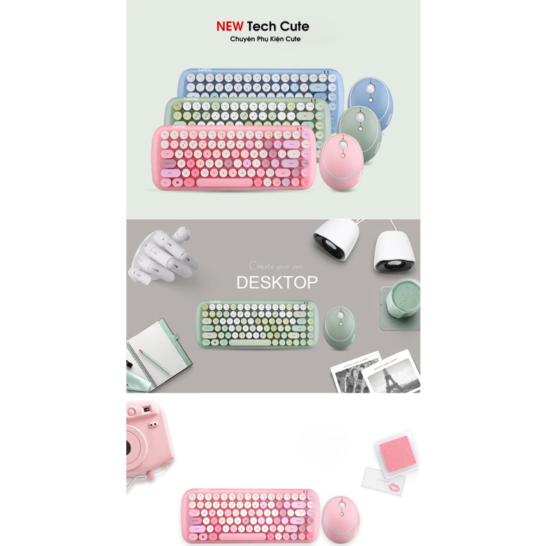 Bàn phím, bàn phím không dây Combo bàn phím và chuột không dây MOFii CANDY chính hãng có sẵn | Siêu Phẩm Cute Mới Nhất