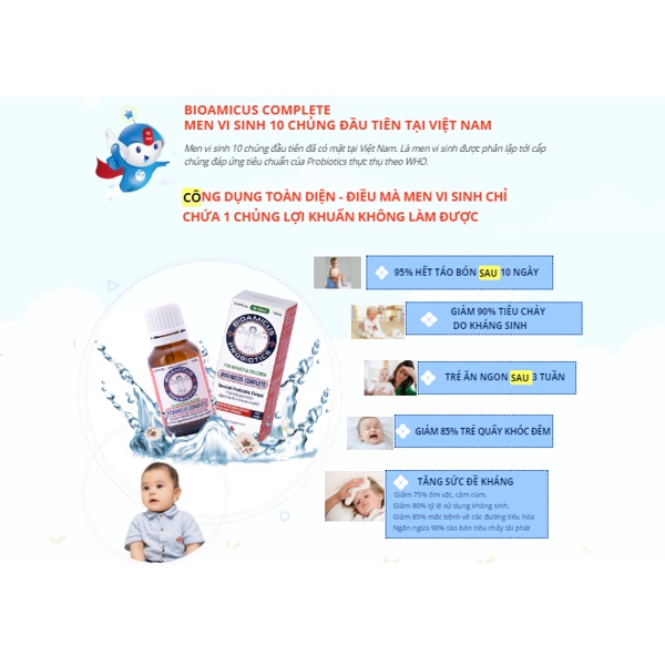 Men vi sinh 10 chủng BioAmicus Complete nhập khẩu Cannada lọ 10ml