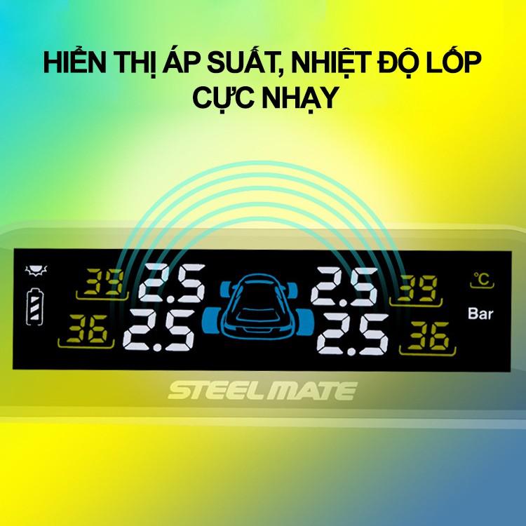 Cảm biến áp suất lốp Steelmate T606 cao cấp van trong, bảo hành 1 năm