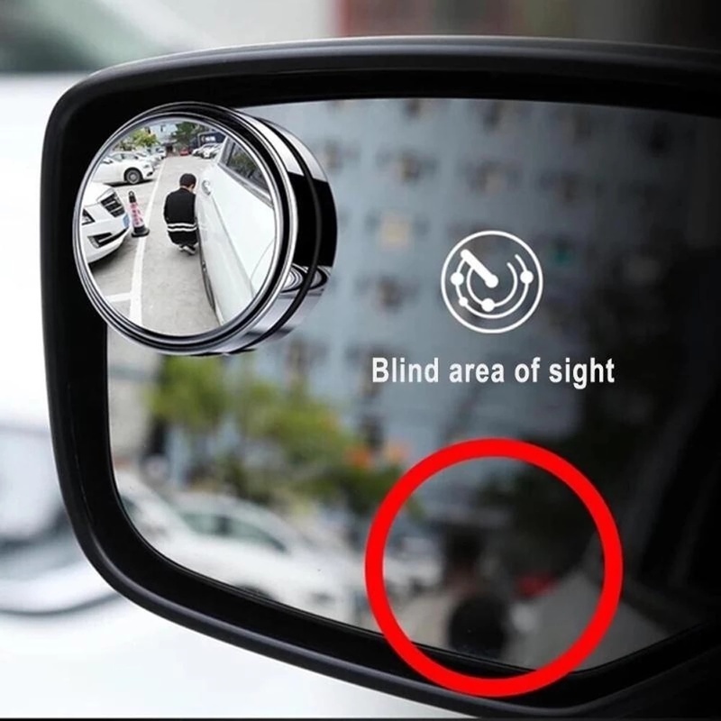 Bộ 2 Gương Cầu Lồi Tròn Góc Rộng Xoay 360 Độ Không Khung Có Thể Điều Chỉnh Cho Xe Hơi