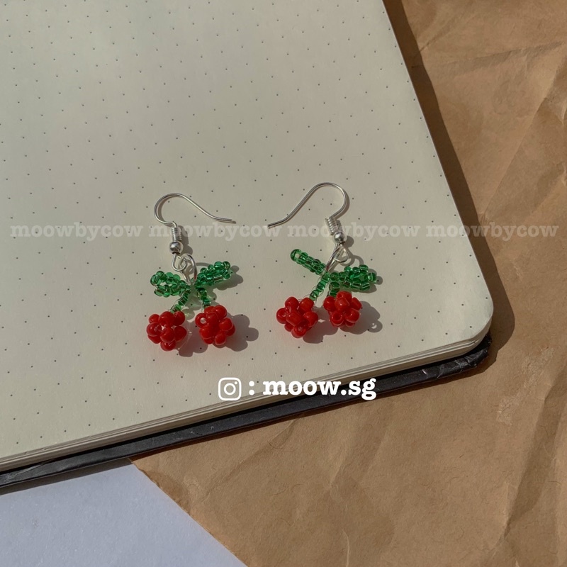 [ Nhập mã HUYNSG giảm 10k ] bông tay hạt cườm cherry