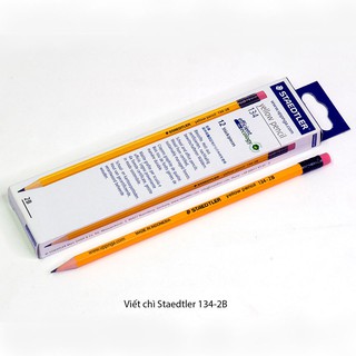 Bút chì Staedtler 134 - 2B chuyên dụng vẽ tranh có kèm gôm tẩy (lẻ 1 cây)