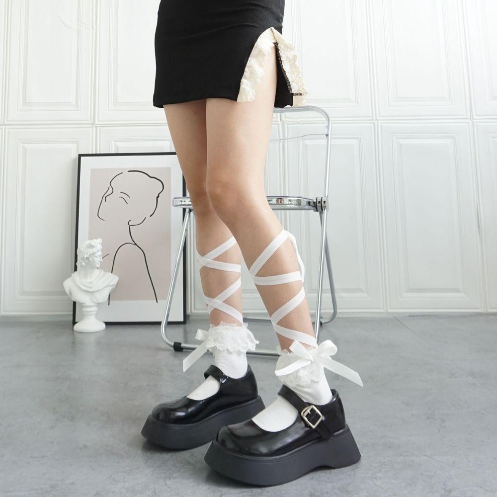 MXGOODS Đôi Vớ Phối Ren Đính Nơ Phong Cách Lolita Dành Cho Nữ