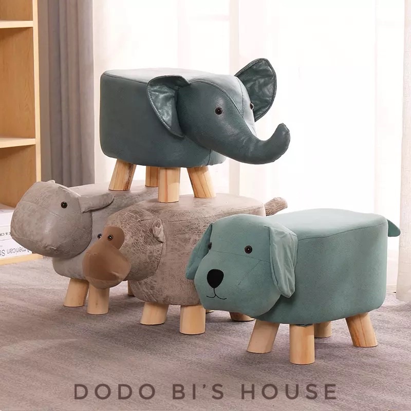 Ghế đôn hình thú bọc da mềm, ghế đôn chân gỗ chắc chắn - Dodo bi’s House