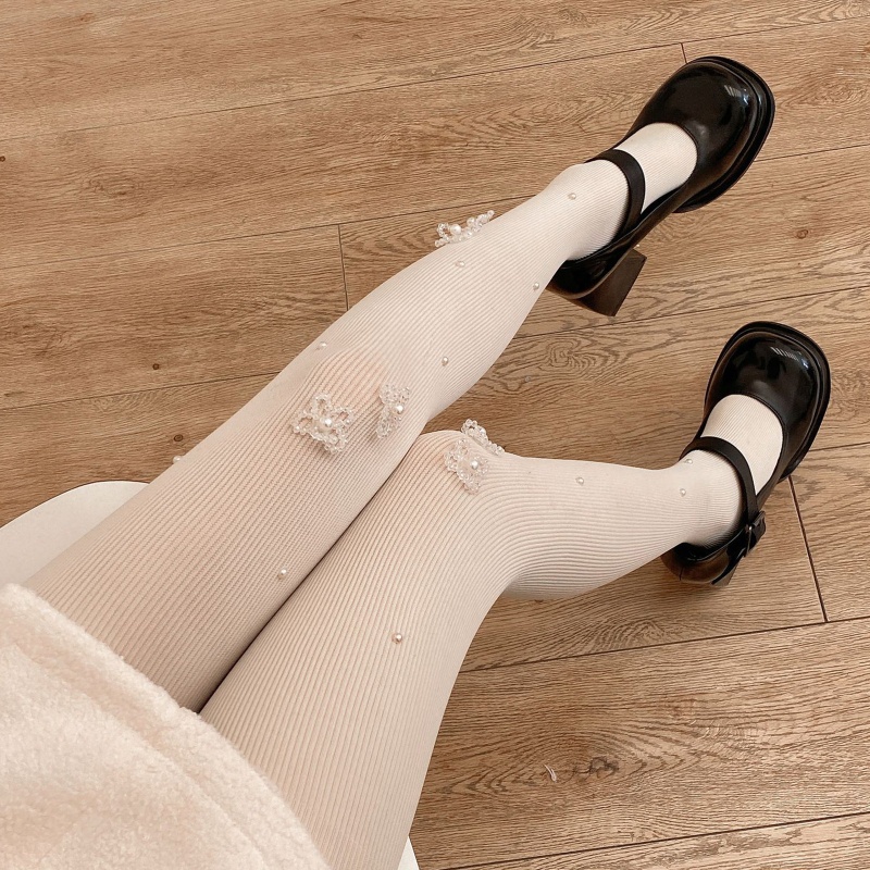 Xixi Quần Tất Đính Hạt Ngọc Trai Thủ Công Hình Hoa Lolita Nhật Bản Đáng Yêu Cho Nữ