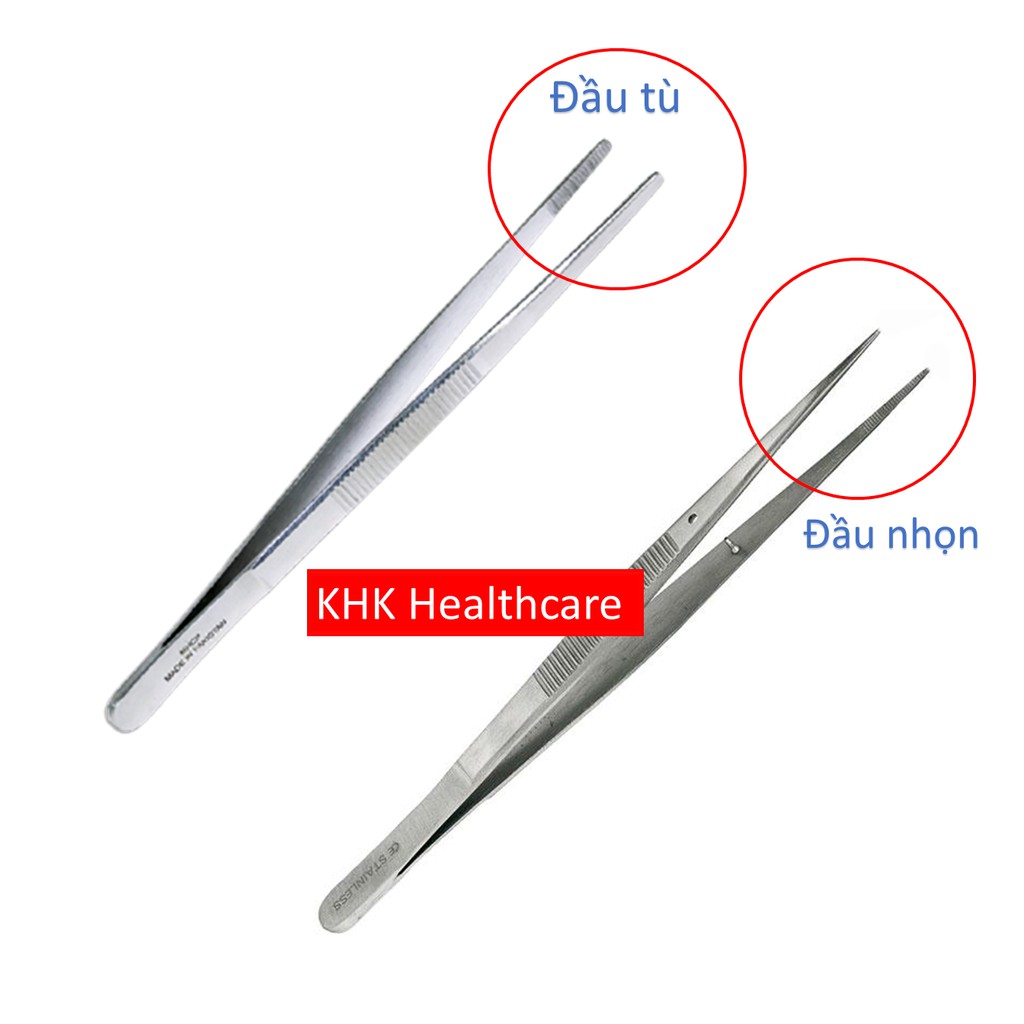 Nhíp thẳng y tế đầu tù đủ kích thước 12, 14,16,18cm