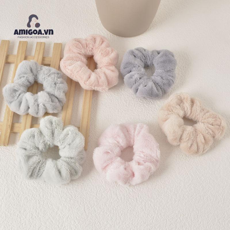 Dây Cột Tóc Lông Thỏ Mềm Mại Giữ Ấm Dễ Thương