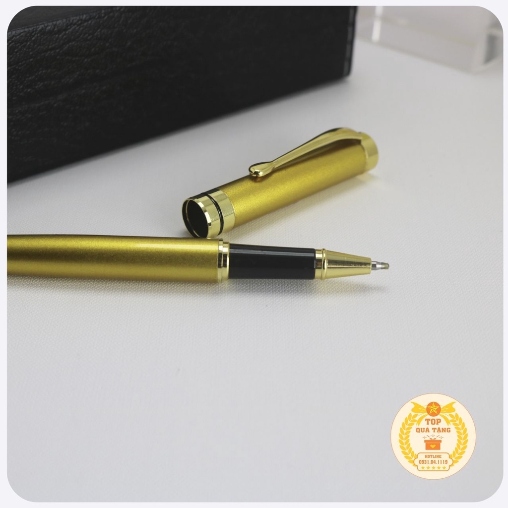 Bút kim loại cao cấp khắc tên TopGift P027VV vàng Gold ngòi 0.5mm
