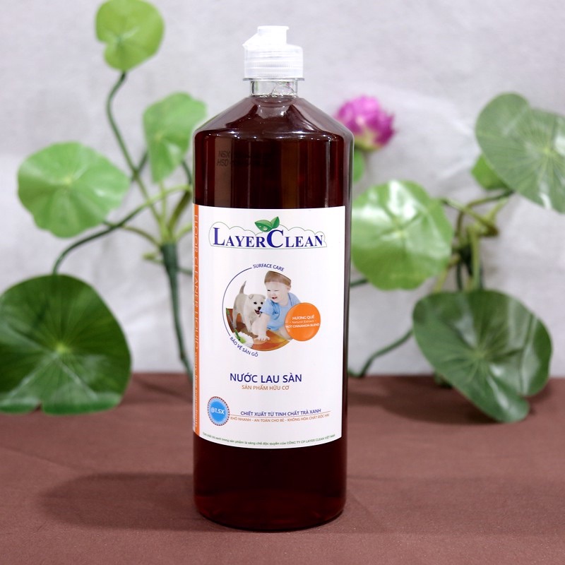 Nước lau sàn hữu cơ mùi hương thơm từ Quế Layer Clean (1.25 lít)- tẩy sạch vết bẩn, dùng cho cả sàn thường và sàn gỗ