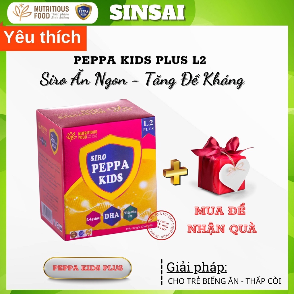 Siro ăn ngon tăng đề kháng cho bé biếng ăn Peppa Kids Plus L2 - Bổ sung DHA và Vitamin cho Bé.