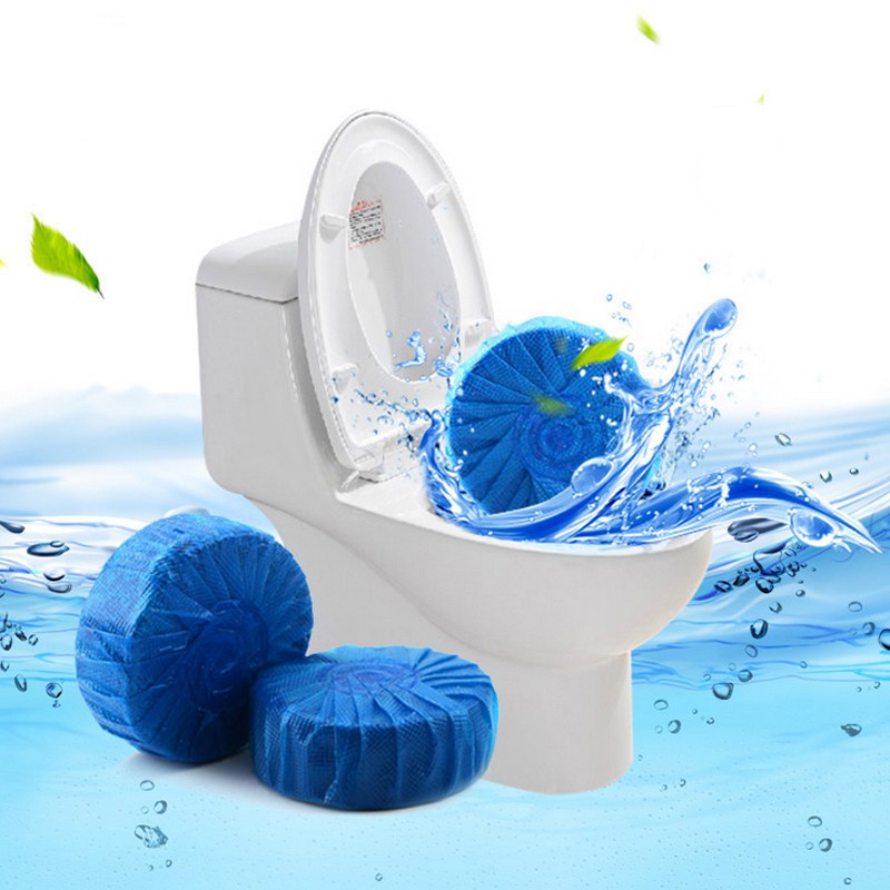 Combo 10 viên tẩy bồn cầu toilet nhà vệ sinh màu xanh khử mùi hôi diệt khuẩn chống ố vàng dạng nén