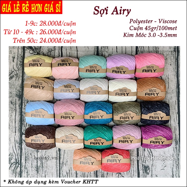 Sợi Airy móc nón mũ, túi xách - Sợi cọ Việt Nam