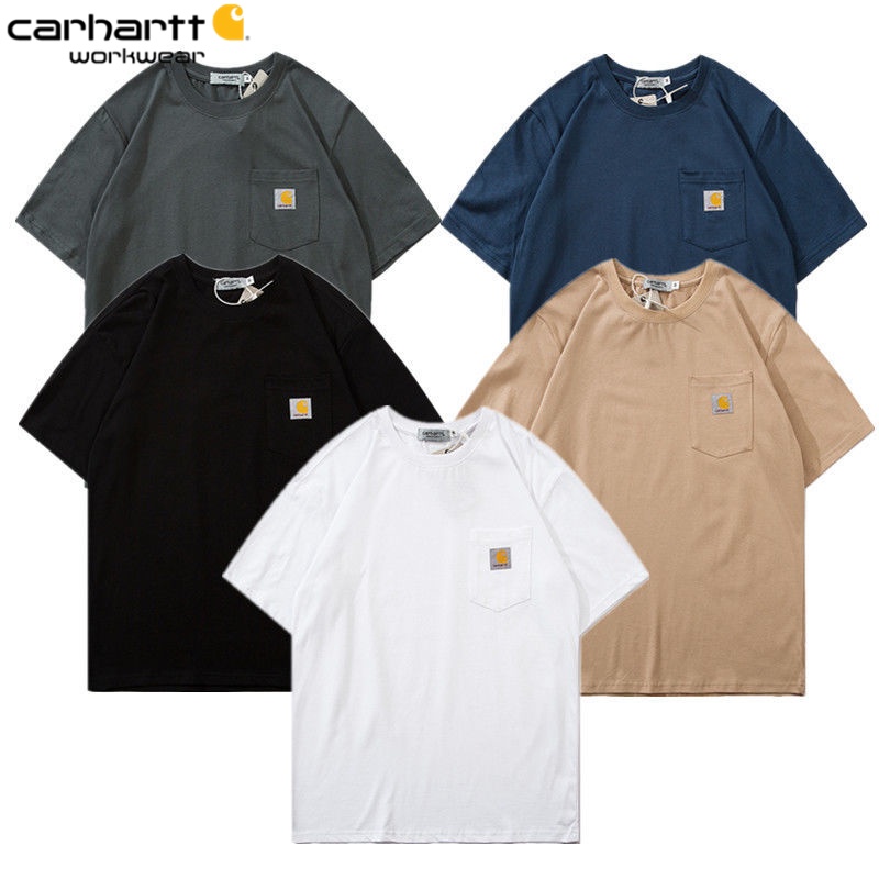 CARHARTT Áo thun cotton ngắn tay có túi phong cách cổ điển cho cặp đôi