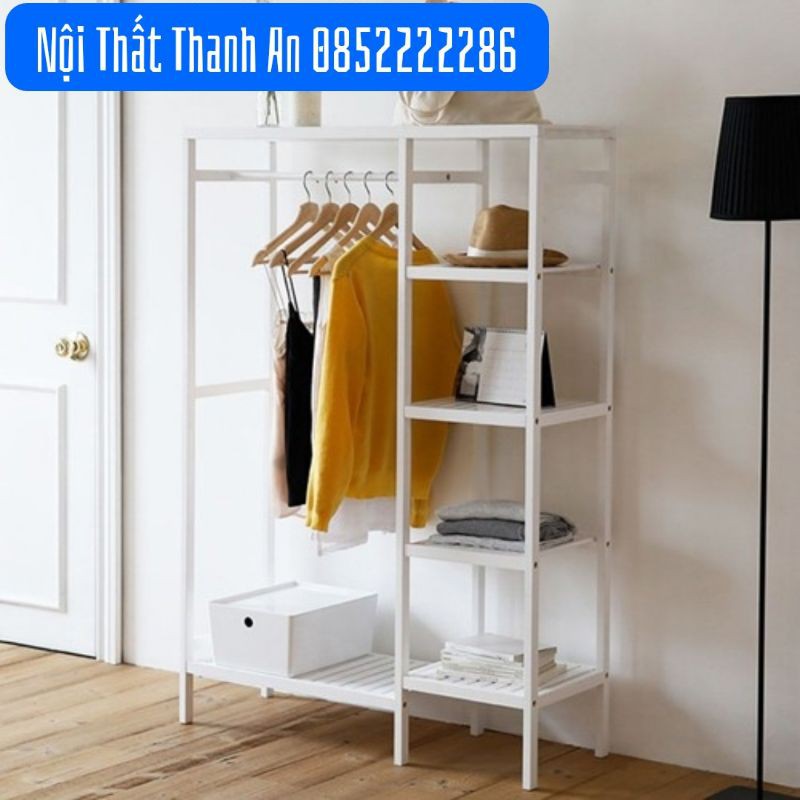 Tủ quần áo gỗ cao su sơn trắng 97x35x150 cm