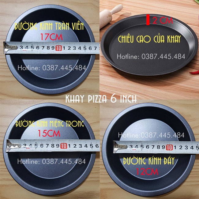 Khay nướng bánh pizza có lớp chống dính 16cm - 18cm - 20cm - 22cm - 24cm - 26cm