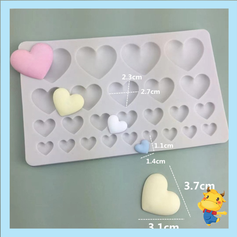 Khuôn silicone tạo hình trái tim làm bánh kẹo chocolate 25 ngăn DIY