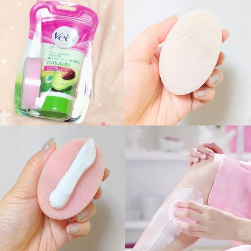 [Chính Hãng] Kem tẩy lông Veet Nhật chiết xuất quả bơ kèm mút