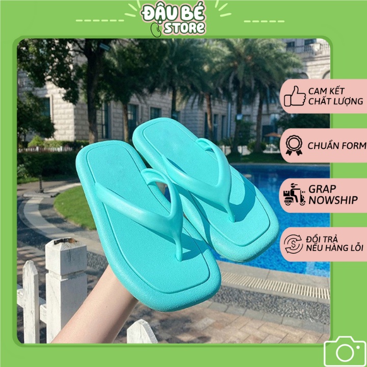 DÉP TÔNG XỎ NGÓN MÀU TRƠN ULZZANG TREND- DÉP KẸP ĐẾ BẰNG MŨI VUÔNG ĐI BIỂN THỜI TRANG NỮ CHỐNG TRƠN TRƯỢT - DAUBE - D031