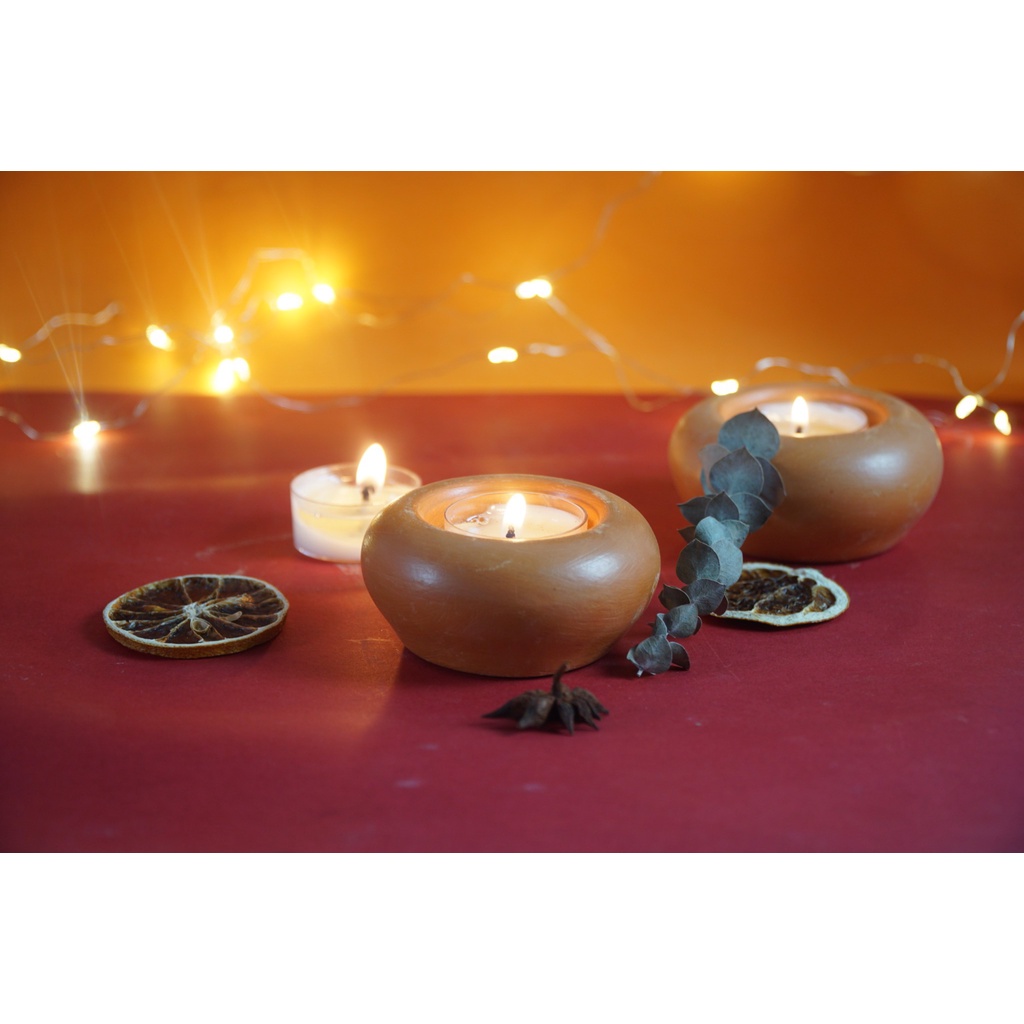 Đế Bỏ Nến Tealight Đất Nung Hình Tròn - DN35