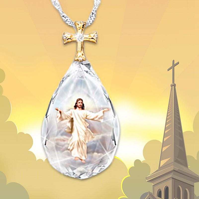 Vòng cổ Đính Đá Hình Chúa jesus Thời Trang Cho Nữ