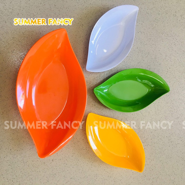 Dĩa lá xéo 25.8cm nhựa melamine phíp size đựng ốc đĩa phíp nhà hàng, gia đình - Leaf shaped dish F-DL02