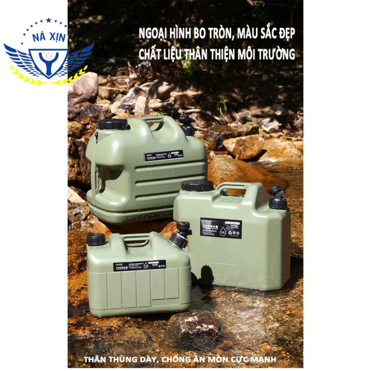 Bình đựng nước cắm trại du lịch dã ngoại di động ngoài trời, có van khóa, có vòi nối dài tiện lợi - DCP9