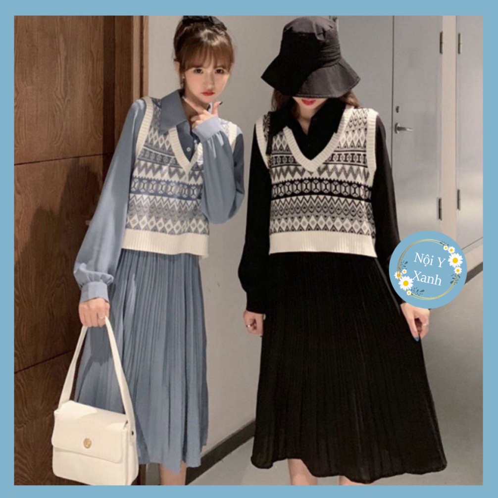áo gile len,áo ghile thổ cẩm hoạ tiết đen trắng hàng quảng châu cao cấp A650 Noiyxanh nội y xanh chất len quảng châu
