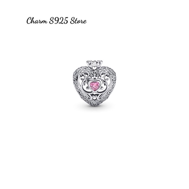 CHARM PAN ALE TIM VƯƠNG MIỆN ĐÍNH ĐÁ BẠC S925 CAO CẤP