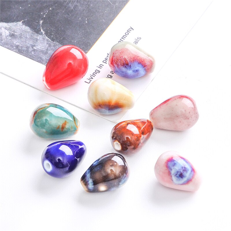 Bộ 5 hạt sứ thiết kế hình giọt nước 15x11m tự làm trang sức tiện dụng