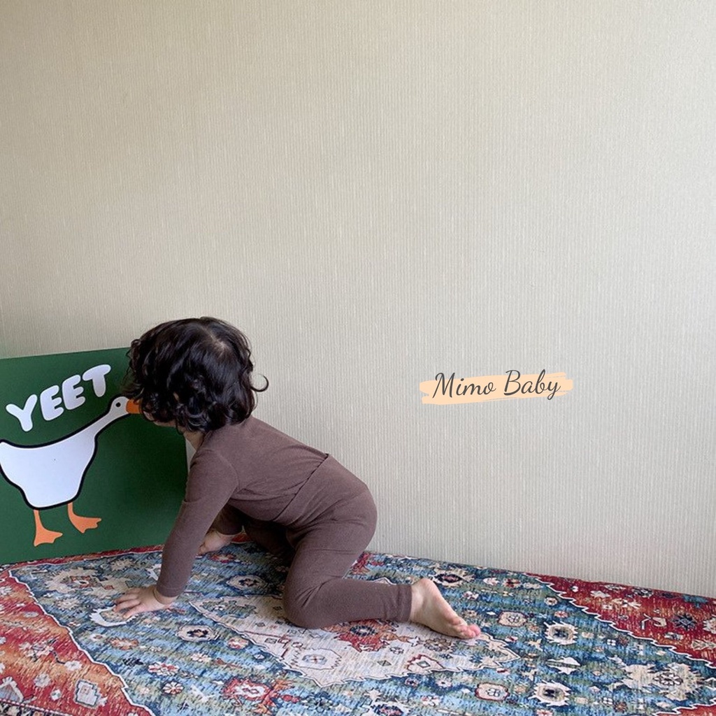 Bộ cotton nỉ giữ nhiệt cạp cao màu trơn basic cho bé Mimo Baby QA14