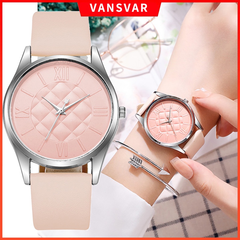 Đồng Hồ Quartz Dây Da Thời Trang Cho Nữ