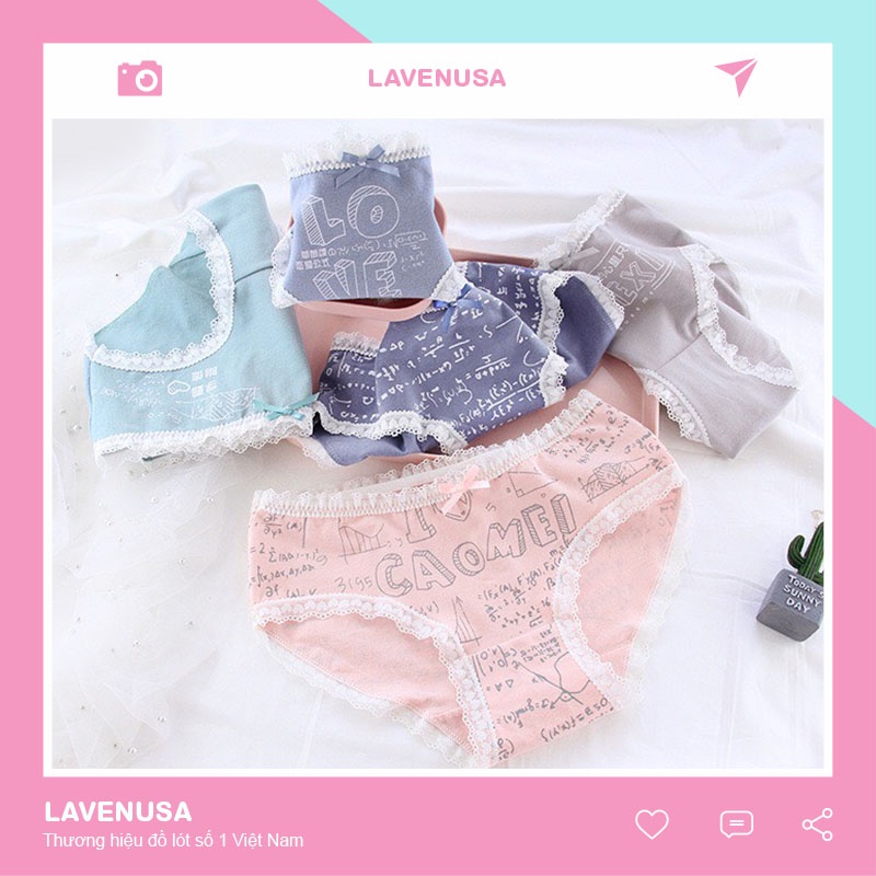 Quần Lót Nữ Cotton Cao Cấp Viền Ren Xinh Xắn Đáng Yêu Thoáng Khí Lavenusa Ql71