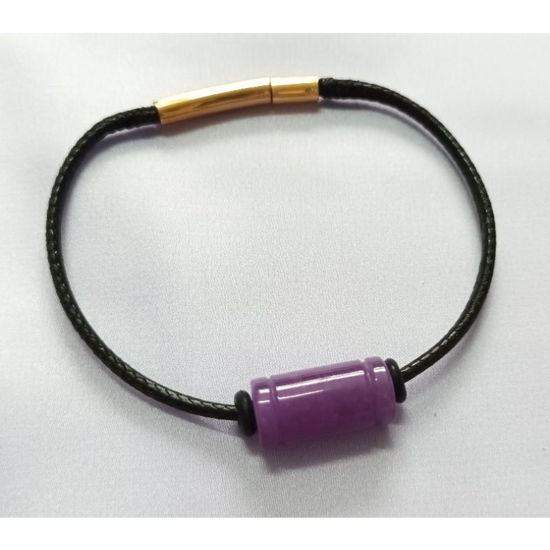 Vòng tay lu thống đầu xuôi đuôi lọt đá T.A tím khóa bấm cao cấp