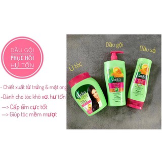 Bộ Vatika phục hồi tóc hư tổn giúp tóc mềm mượt dầu gội/xả/kem ủ