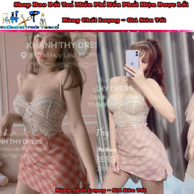 Áo Croptop Nữ 2 Dây Ren 5 Cúc Bấm Mẫu Mới Siêu Xinh - Hàng Có Sẵn-A17