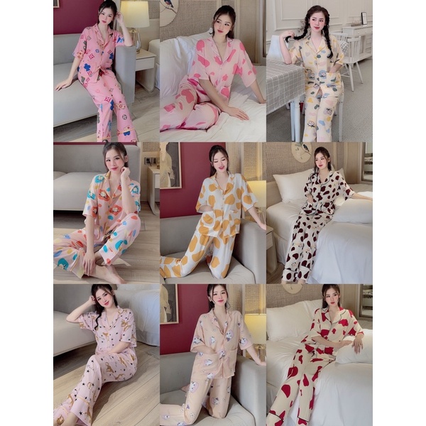 Bộ Ngủ Pyjama Cánh Dơi Cộc Dài Mango Loại 1 Mát Mịn Sang Chảnh Form Chuẩn
