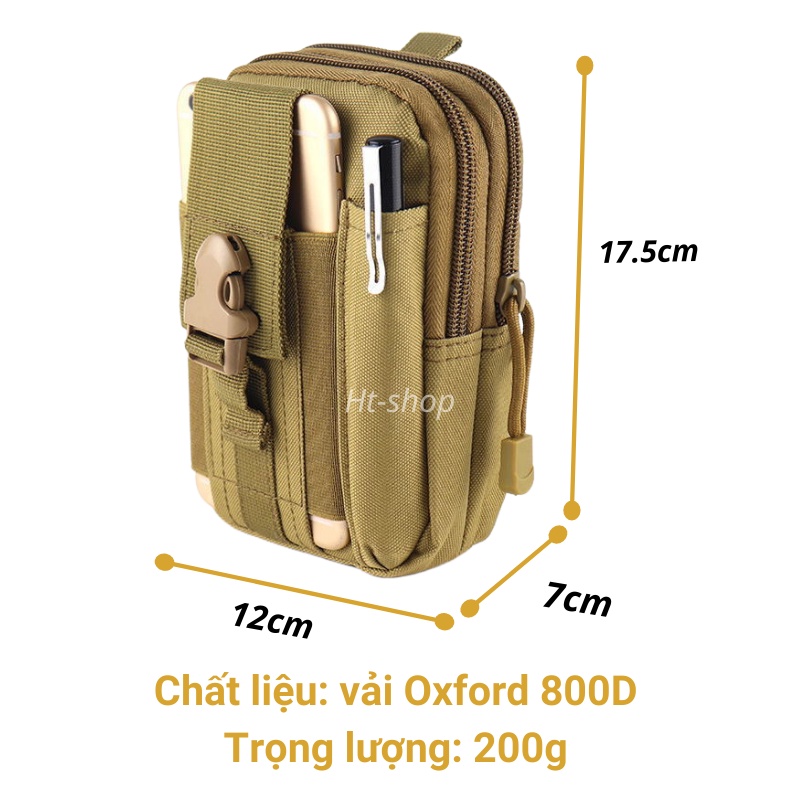 Túi đeo hông đi phượt vải 600D Oxford dày dặn chống thấm, túi đeo thắt lưng