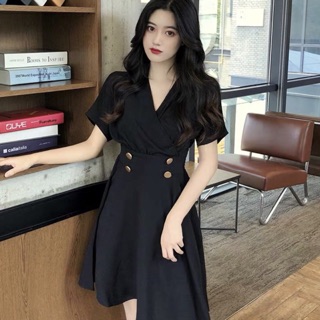 Đầm bo eo 4 nút (kèm hình thật)