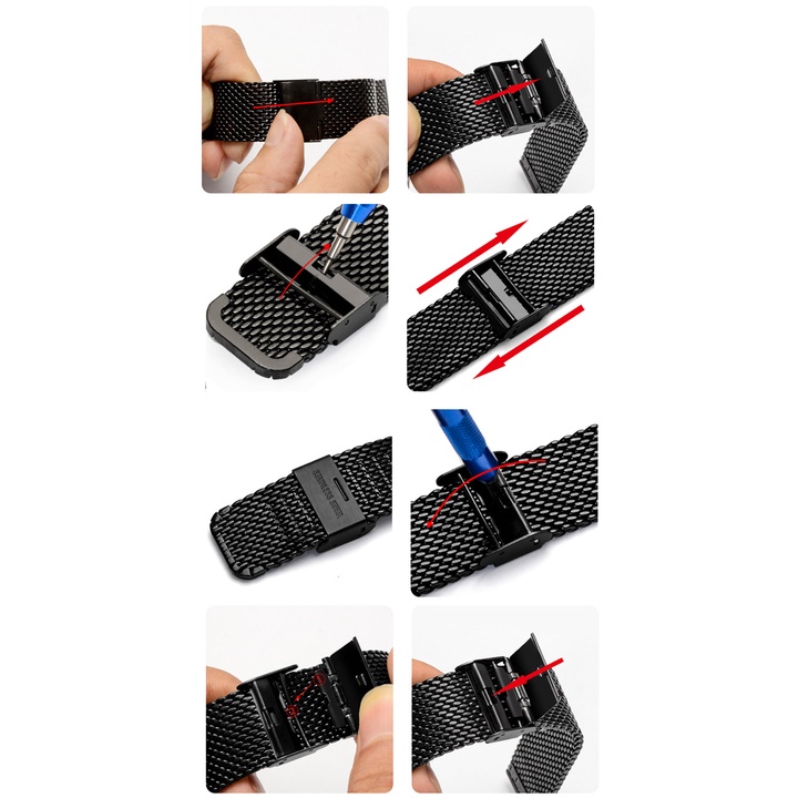 Dây đồng hồ nam lưới thép milan dày 0.8mm size 18mm 20mm 22mm - D1704