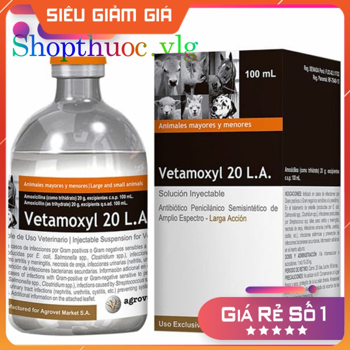 amox [Vetamoxyl 20 (100ML) nhóm B-lactam điều trị viêm ruột, hô hấp]