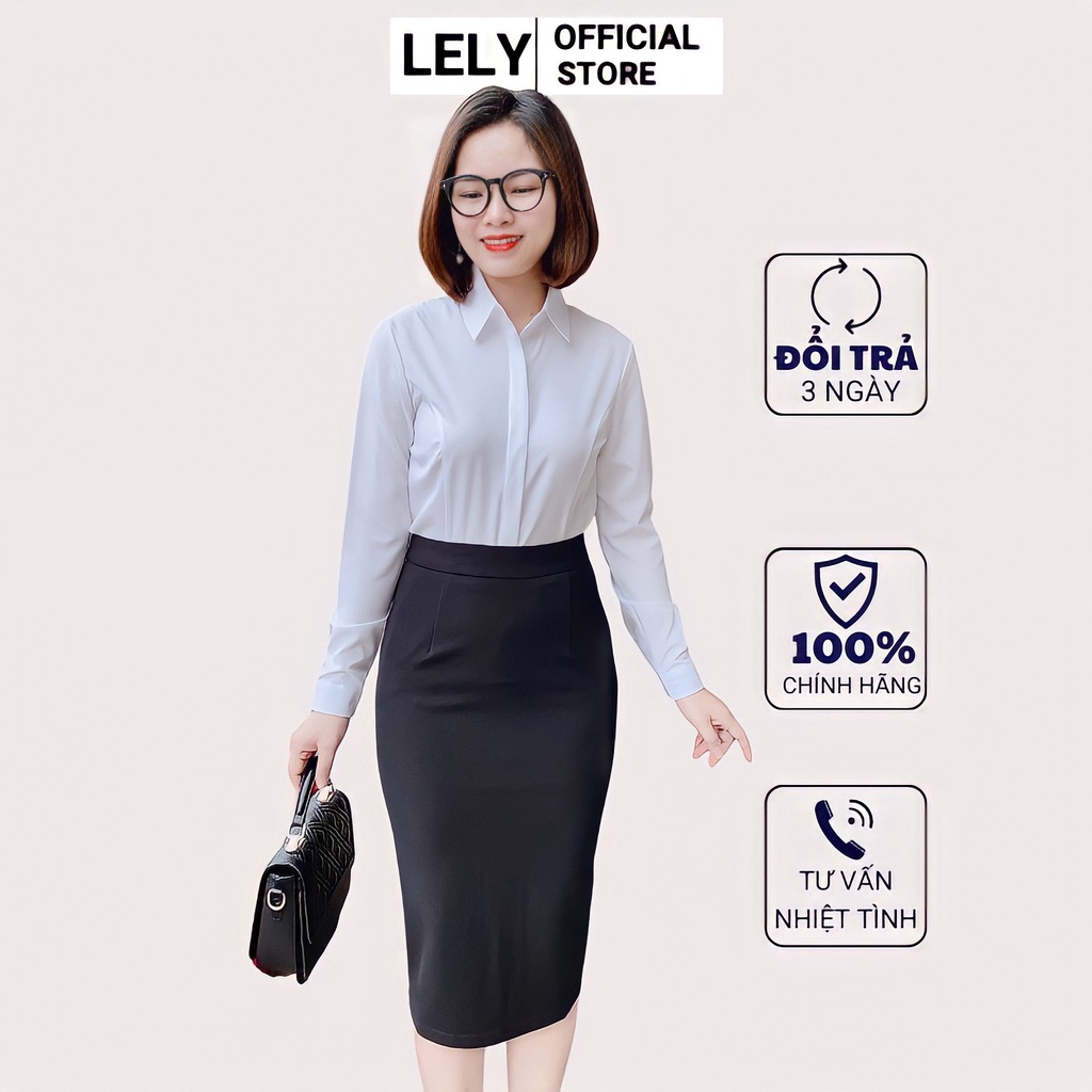 Áo Sơ Mi Trắng Công Sở Nữ Đẹp Kiểu Hàn Quốc form rộng tay dài LELY-A55- Sơ Mi Đi Học Đi Làm Nữ Trắng Tay Dài