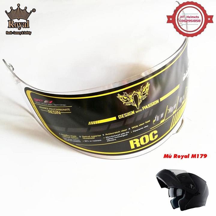 KÍNH THAY MŨ FULLFACE ROYAL CHÍNH HÃNG M179.M138.M168.M266,ROC 03, 04, 05..