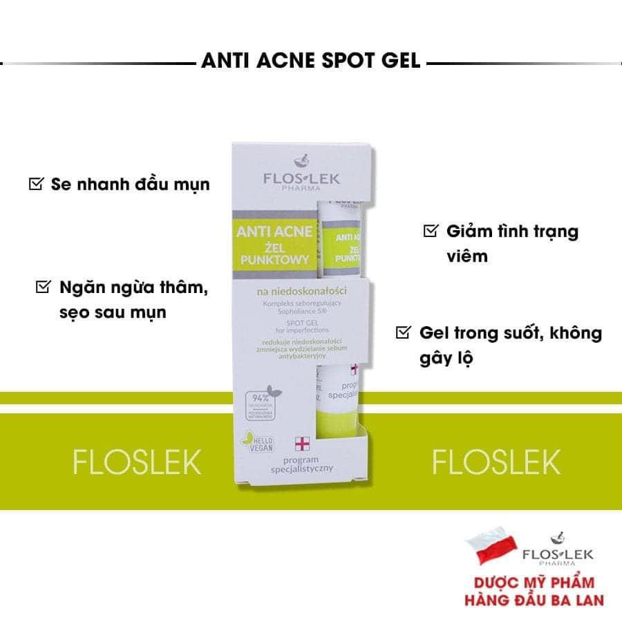 Gel Giảm Mụn Floslek Anti Acne Spot Gel For Imperfections 20ml